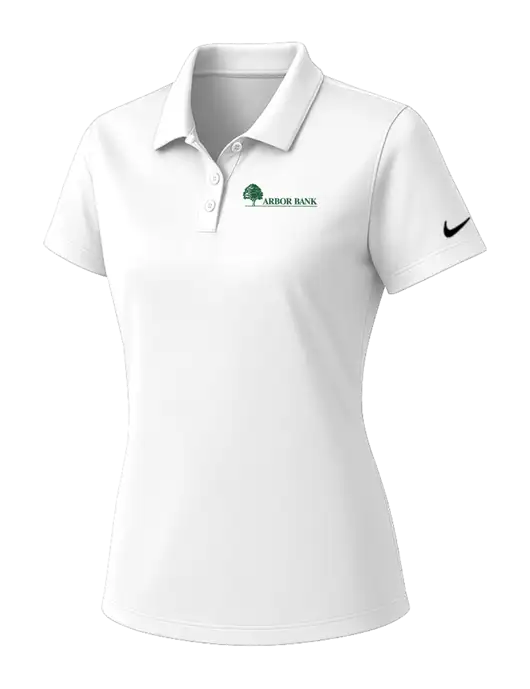 Nike Womens White Dry Essential Solid Polo w/Arbor Bank Logo