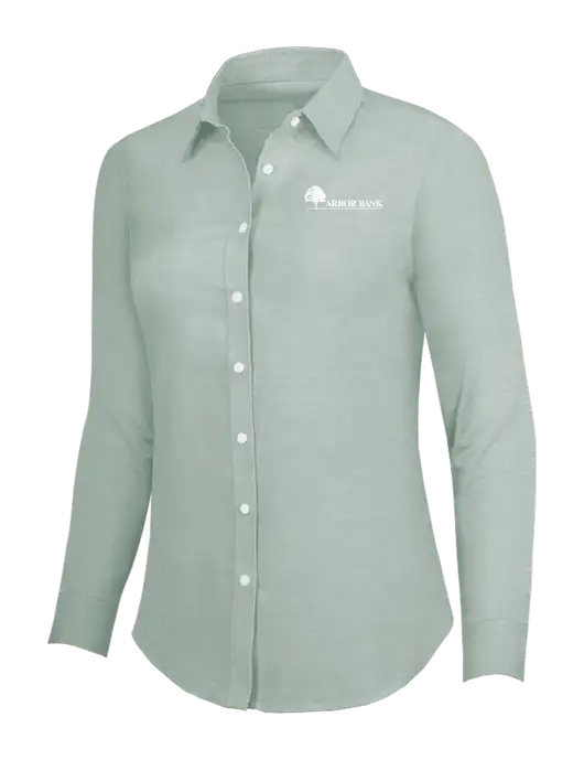 Very Light Green Womens SuperPro Oxford Shirt w/Arbor Bank Logo
