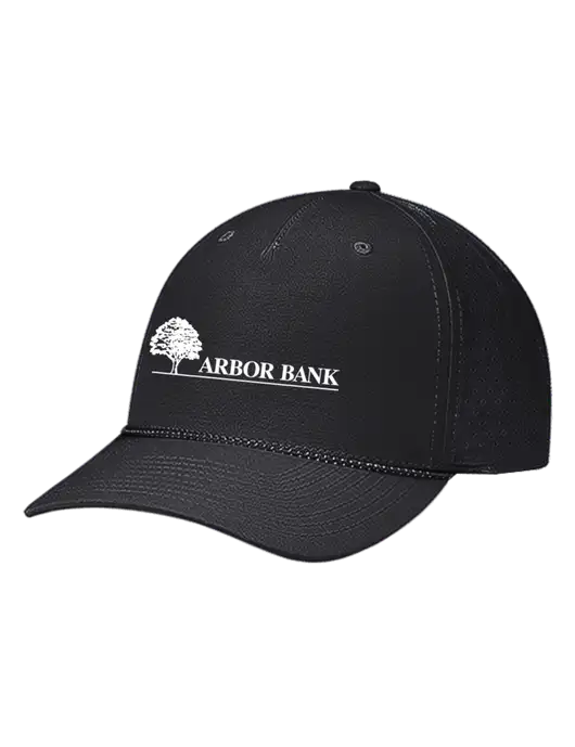 Richardson Laser Perf Performance Black/Black-Grey Rope Cap w/Arbor Bank Logo