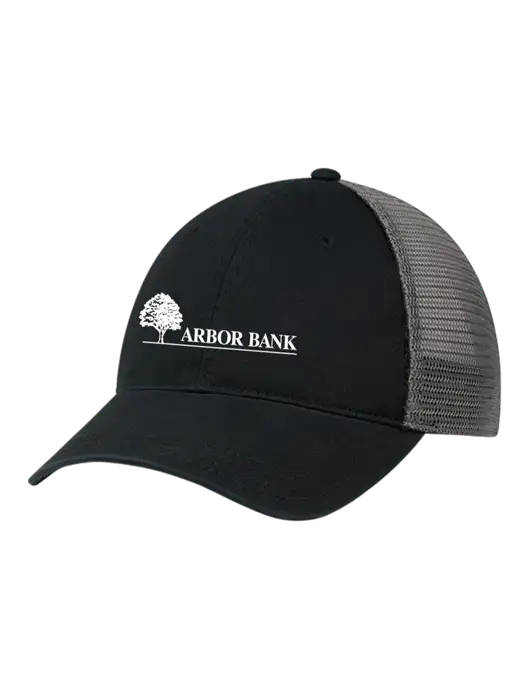 Richardson 111 Garment Washed Trucker Cap Black w/Charcoal Mesh w/Arbor Bank Logo