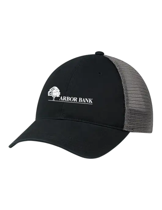 Richardson 111 Garment Washed Trucker Cap Black w/Charcoal Mesh w/Arbor Bank Logo