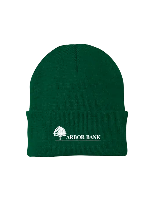 Dark Green Knit Cap w/Arbor Bank Logo