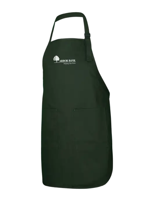 Full-Length Dark Green Apron With Pockets w/Arbor Bank Logo