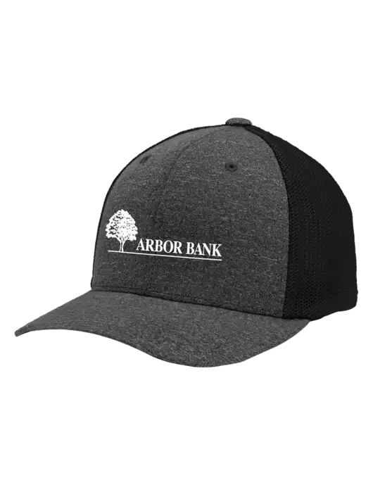 Flexfit Black/Dark Charcoal Heather Melange Mesh Back Trucker Cap w/Arbor Bank Logo