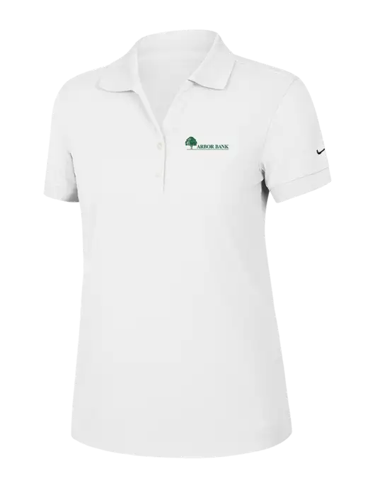 Nike Womens Dri-FIT Classic White Polo w/Arbor Bank Logo