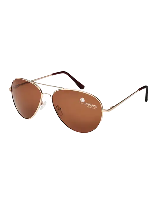 Aviator Coffee Brown with Gold Sunglasses  w/Arbor Bank Logo