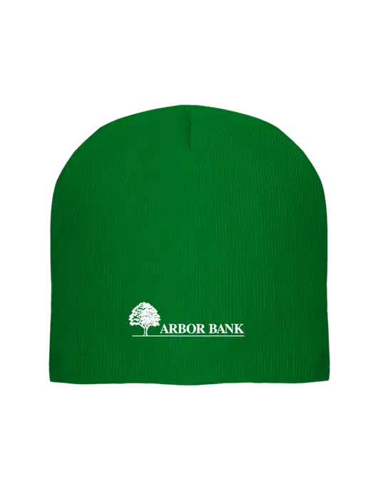 Solid Kelly Green Element Knit Beanie w/Arbor Bank Logo