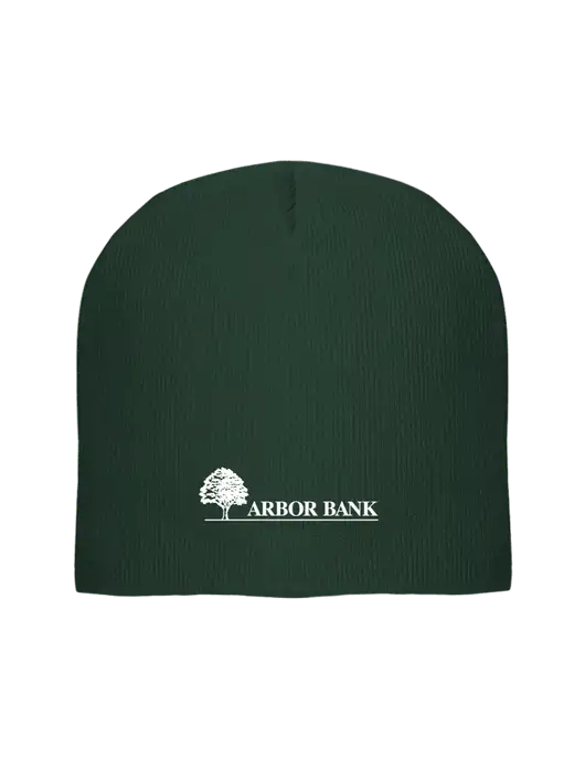 Solid Dark Green Element Knit Beanie  w/Arbor Bank Logo