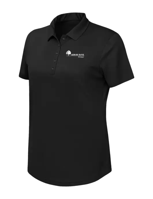 Callaway Womens Birdseye Black Polo w/Arbor Bank Mortgage Logo