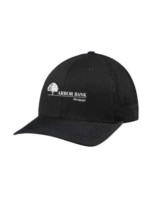 Richardson Adjustable Snapback Original 112 Trucker Cap Black w/Black Mesh w/Arbor Bank Mortgage Logo