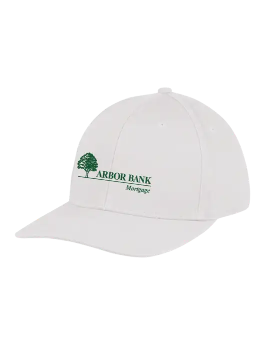 Premium Modern Structured Twill White Snapback Cap w/Arbor Bank Mortgage Logo
