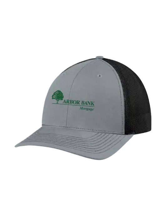 Richardson Adjustable Snapback Original 112 Trucker Cap Heather Grey w/Black Mesh w/Arbor Bank Mortgage Logo