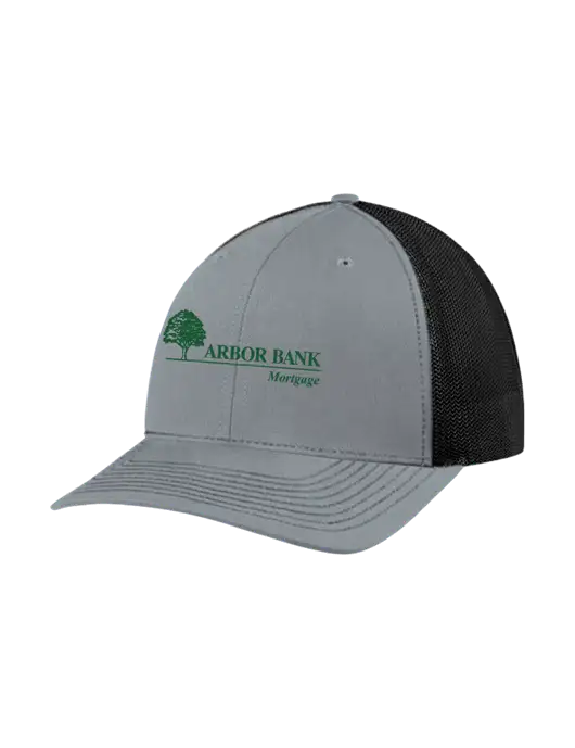 Richardson Adjustable Snapback Original 112 Trucker Cap Heather Grey w/Black Mesh w/Arbor Bank Mortgage Logo