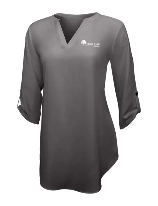 Dark Grey Womens 3/4 Sleeve Tunic Blouse w/Arbor Bank Mortgage Logo