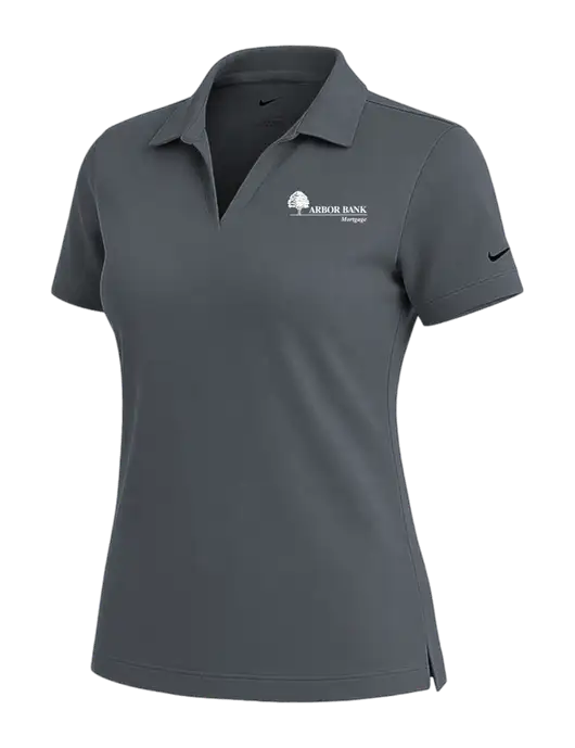 NIKE Dark Grey Womens Dri-Fit Micro Pique Polo w/Arbor Bank Mortgage Logo