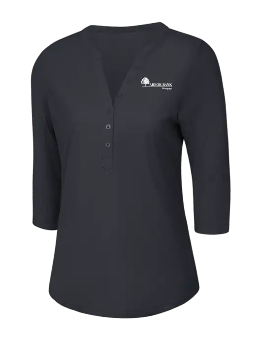 OGIO Charcoal Grey Jewel Henley w/Arbor Bank Mortgage Logo