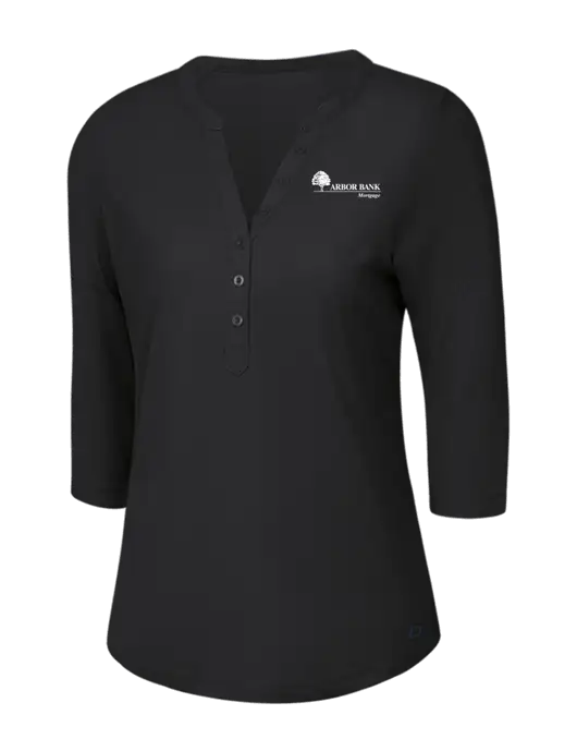 OGIO Blacktop Jewel Henley w/Arbor Bank Mortgage Logo