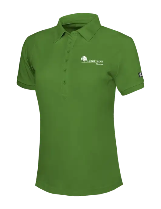 OGIO Womens Dark Kelly Green Jewel Polo w/Arbor Bank Mortgage Logo