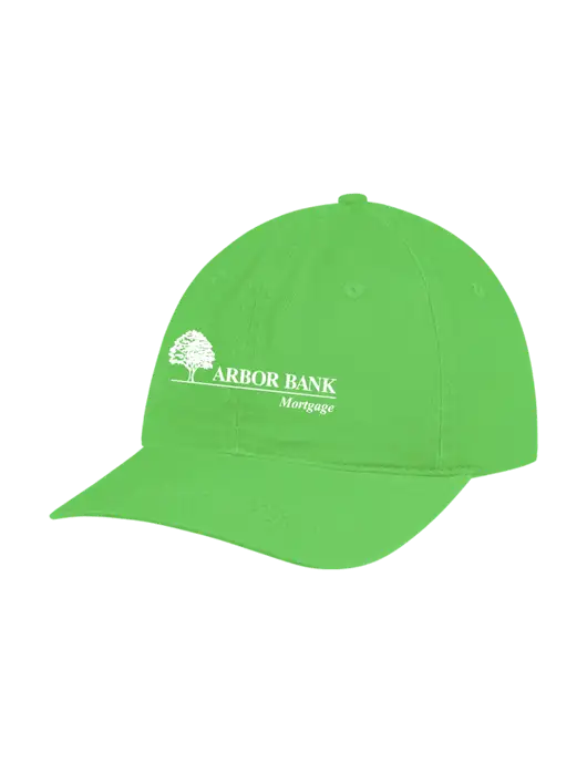 Garment Washed Unstructured Twill Light Green Cap w/Arbor Bank Mortgage Logo