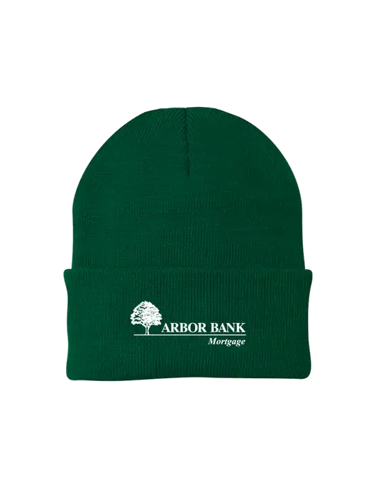 Dark Green Knit Cap w/Arbor Bank Mortgage Logo