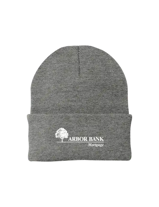 Medium Grey Heather Knit Cap w/Arbor Bank Mortgage Logo