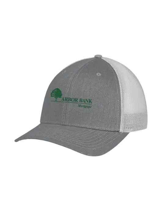 Richardson Adjustable Snapback Original 112 Trucker Cap Heather Grey w/Light Grey Mesh w/Arbor Bank Mortgage Logo