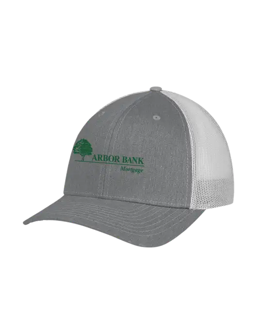 Richardson Adjustable Snapback Original 112 Trucker Cap Heather Grey w/Light Grey Mesh w/Arbor Bank Mortgage Logo